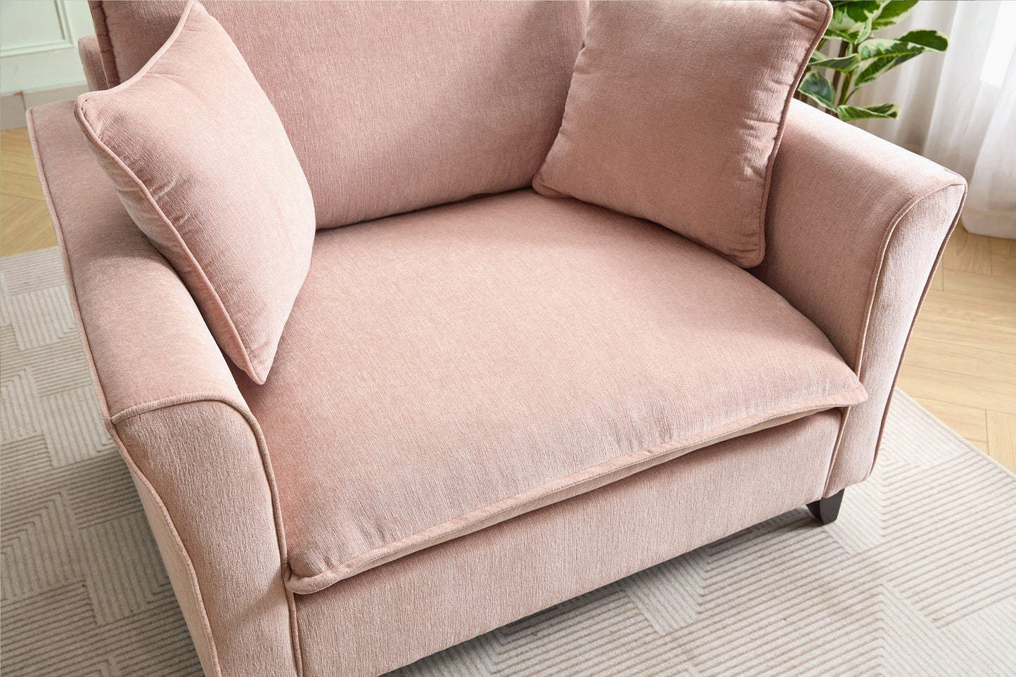 variant-group:rf-n701p379404p|Roomfitters 46.3 Inch Oversized Armchair, Chenille Comfy Accent Chair and a Half Sofa, Rubberwood Legs Pillow, Pink