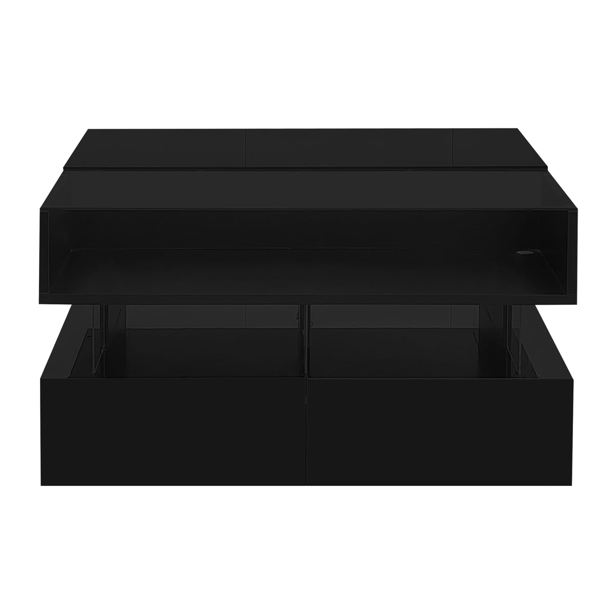 variant-group:rf-n724p290043b|Roomfitters Lift-Top Square Coffee Table with Glass Surface, Hidden Storage, High Gloss Finish, Black