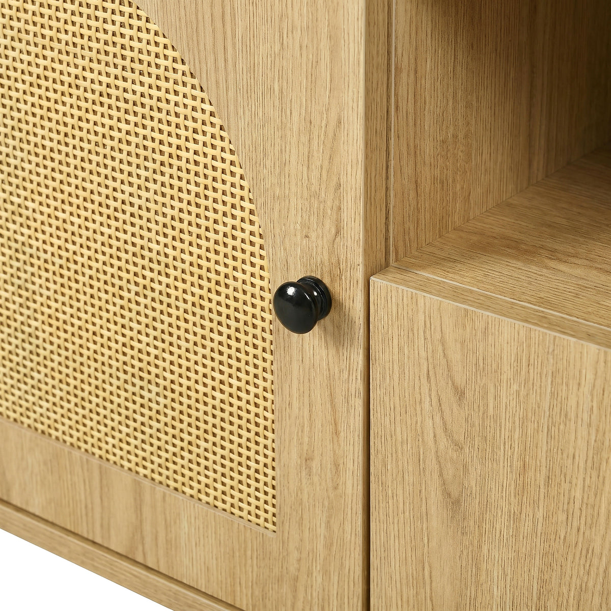 variant-group:rf-n724p437189d|Roomfitters American Style TV Stand with Rattan Arched Doors, Steel Legs, Burly Wood