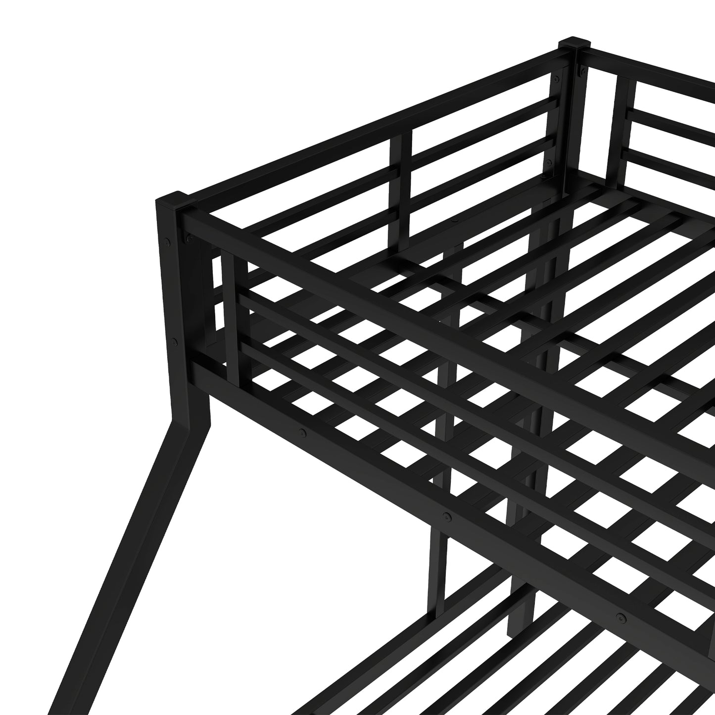 variant-group:rf-w1580p336606|Roomfitters Metal Twin XL Over Queen Bunk Bed Frame with Ladder & Safety Rail, Durable Space-Saving Design, Black