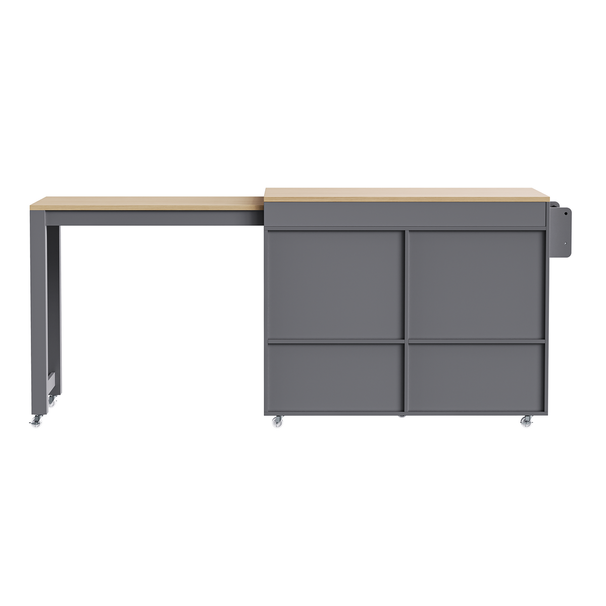 variant-group:rf-n707s000009g|Roomfitters 74.5" Kitchen Island with Extendable Table, Rolling Cart with Spice Rack, Storage Cabinet, Grey