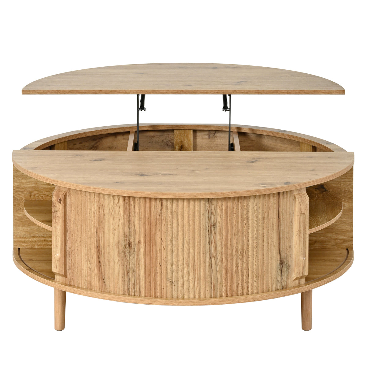 variant-group:rf-n724p416053d|Roomfitters Minimalist Round Lift-Top Coffee Table with Side Sliding Door, Acacia Wood