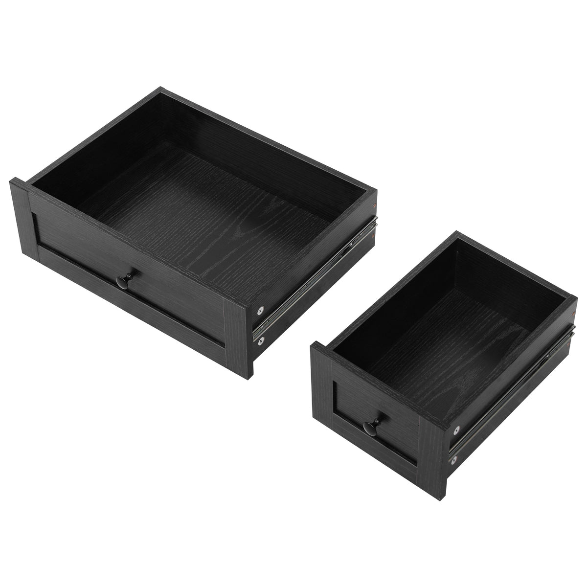 variant-group:rf-n707p263637b|Roomfitters 53" Rolling Kitchen Island with Drop Leaf, Mobile Cart with Glass Doors, 5 Side Shelves & Power Outlets, Black