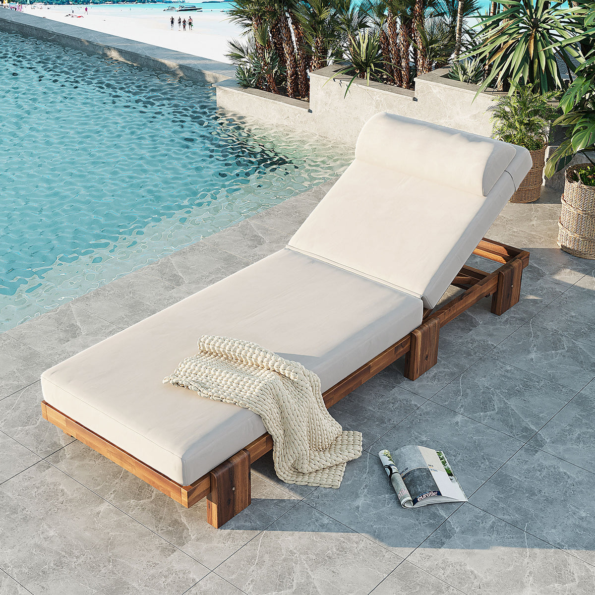 variant-group:rf-n711wy000473aaa|Roomfitters 78.8" Outdoor Patio Chaise Lounge Chair with Adjustable Backrest and Side Table for Poolside & Garden, Beige