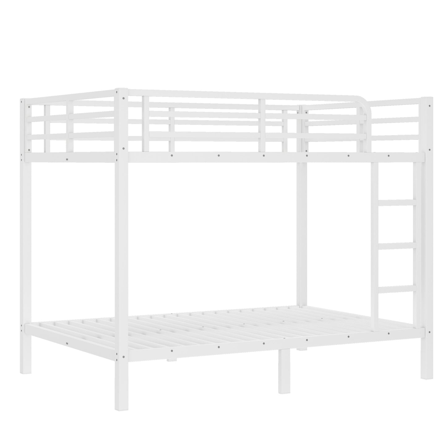 variant-group:rf-w1580p329015|Roomfitters Metal Full Over Full Bunk Bed Frame with Ladder & Safety Rail, Durable Space-Saving Design, White
