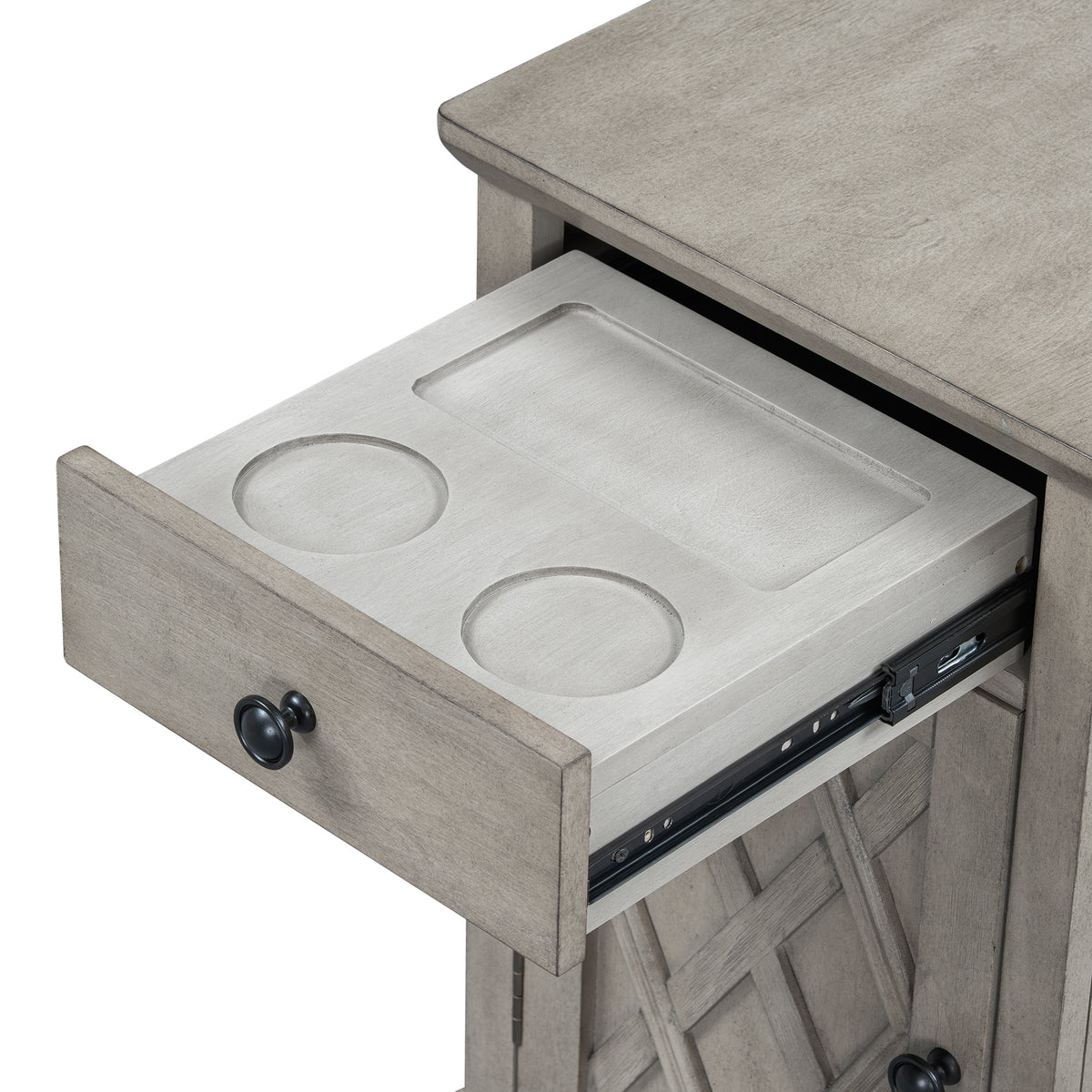 variant-group:rf-n724p353565e|Roomfitters Classic Charging End Table with USB Ports and Storage Drawer, Antique Gray