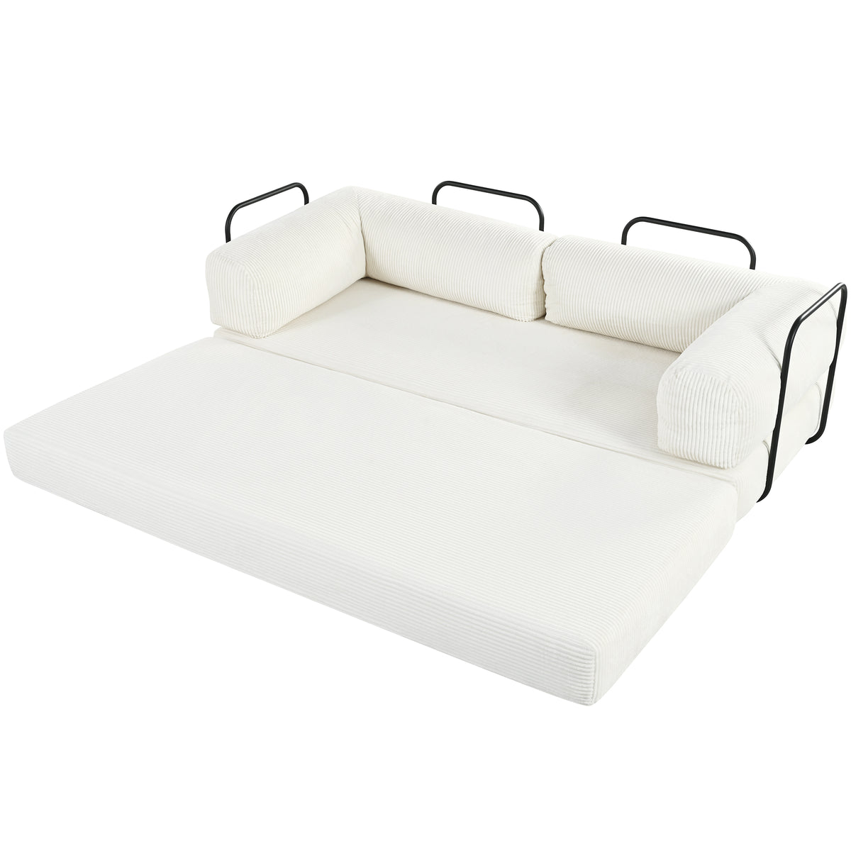 variant-group:rf-n711wy000463aaa|Roomfitters Modern L-Shaped Modular Sofa Bed, Corduroy Convertible Sleeper Sectional Couch with Industrial Metal Frame, Beige