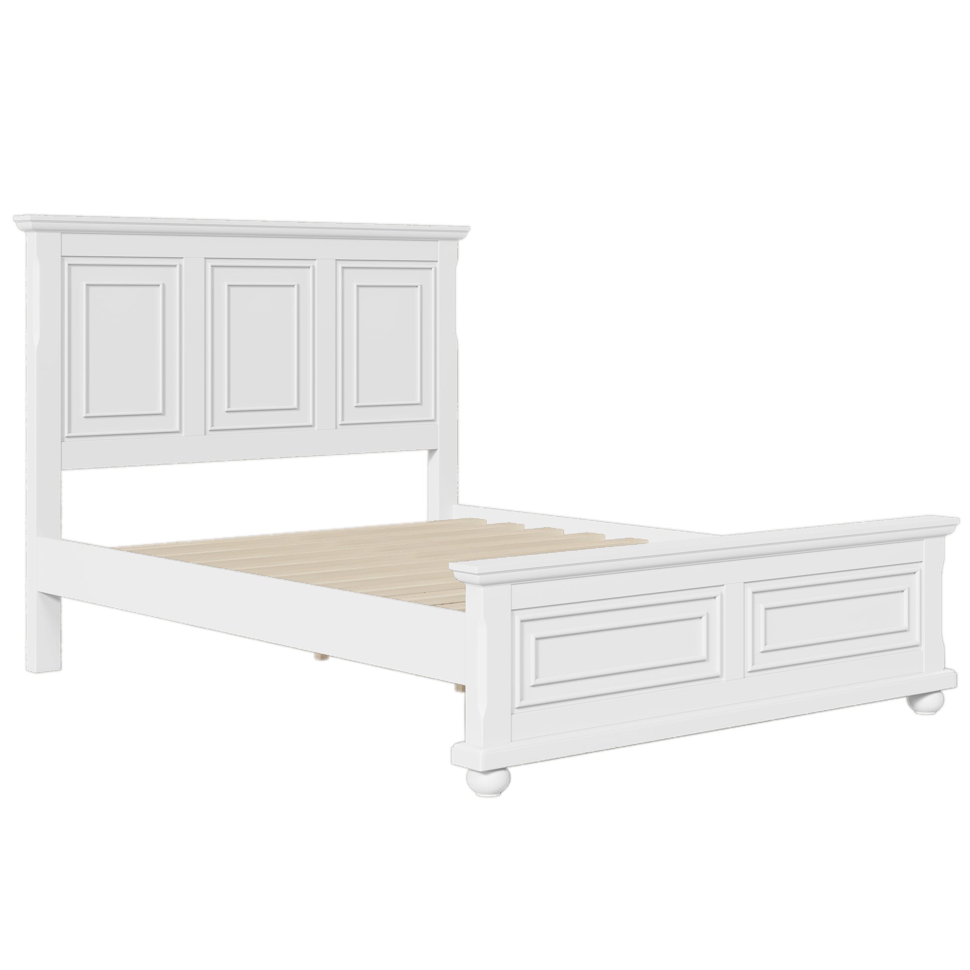 variant-group:rf-n701bs701p422959k|Roomfitters Queen Size Traditional Pinewood Vintage Tall Headboard Bed Frame, Country Panel Wood Bed, No Box Spring, White