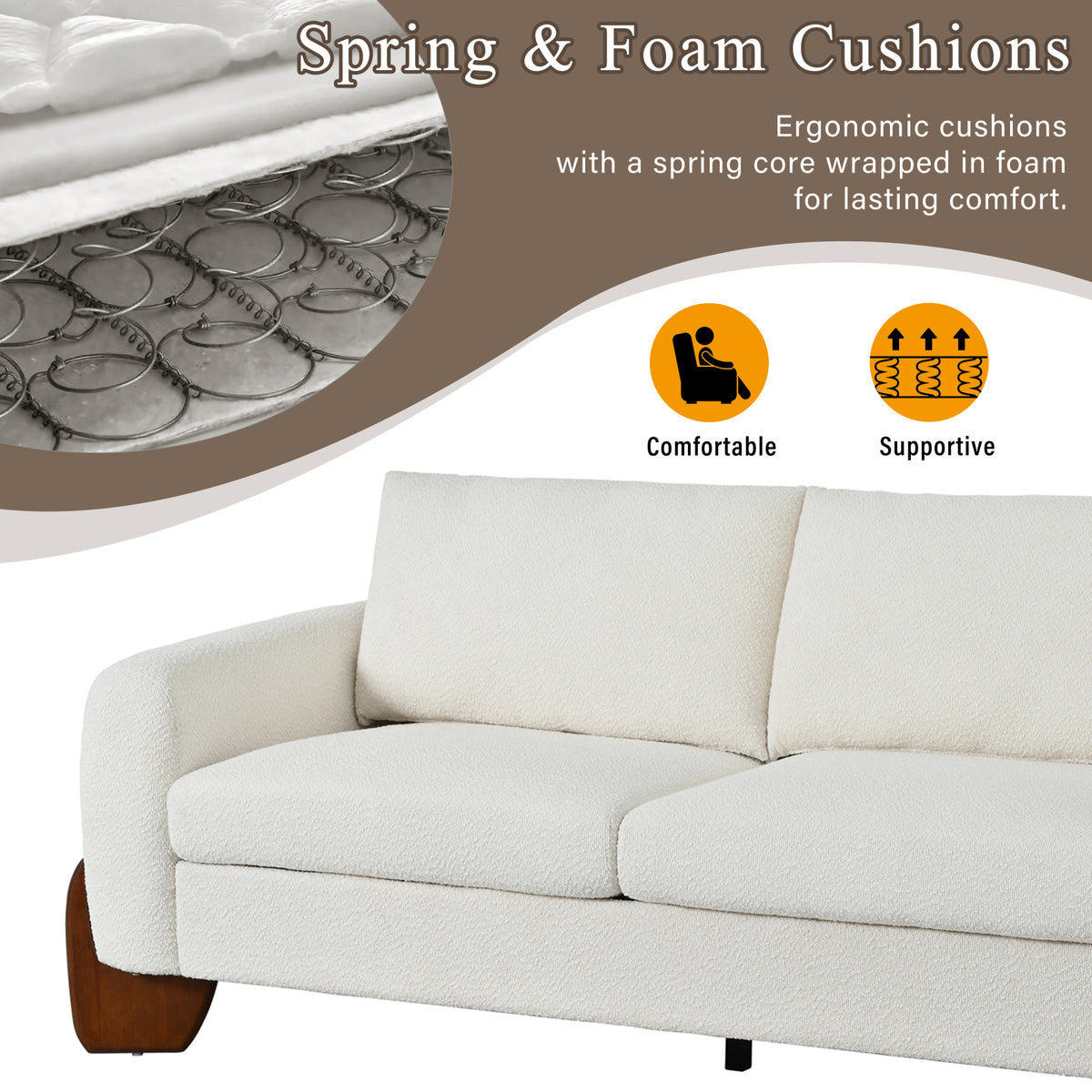 variant-group:rf-n711wy000479aaa|Roomfitters Modern 3-Piece Living Room Sofa Set, Bouclé Fabric Loveseat and 2 Armchairs Pack, Beige Pinewood Lounge