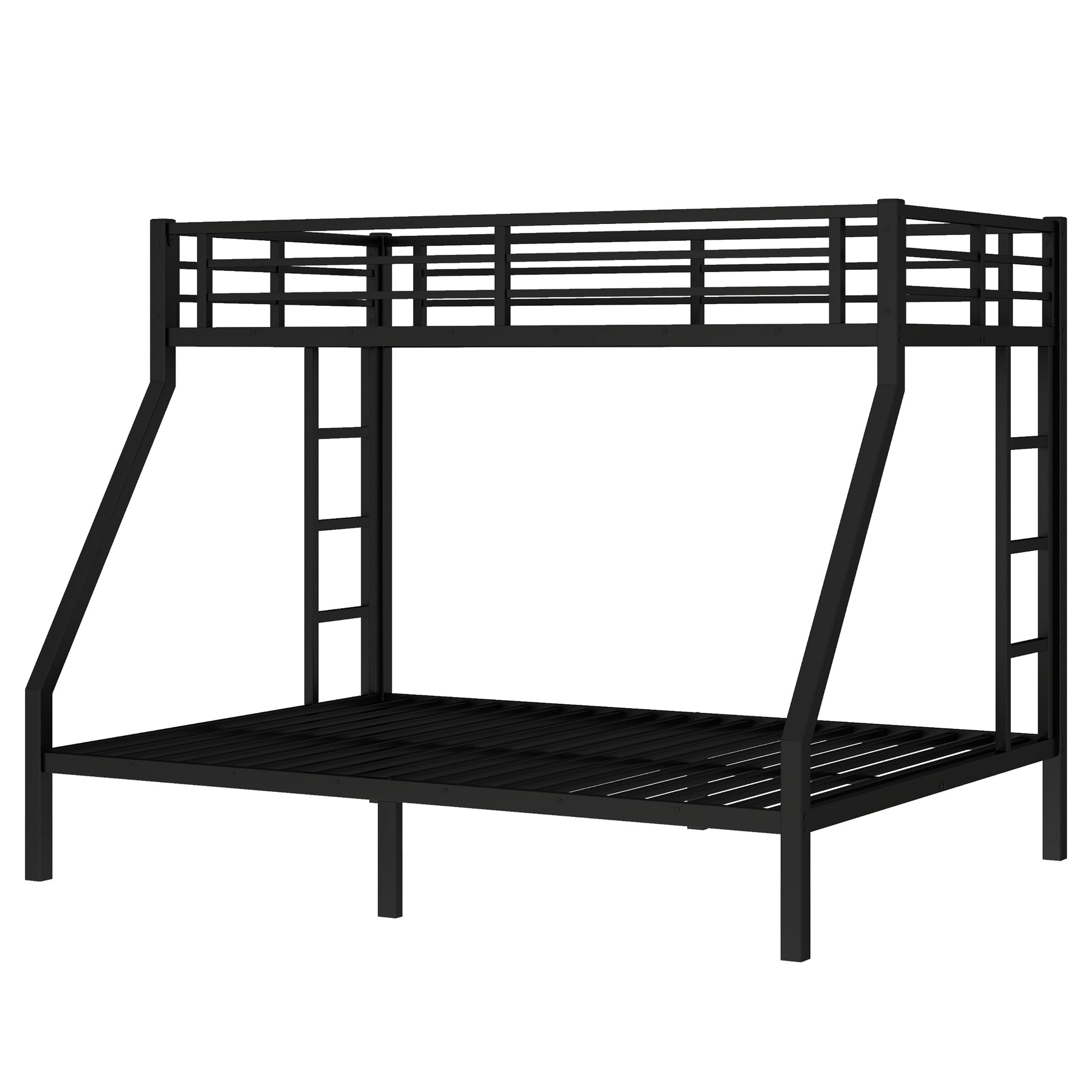 variant-group:rf-w1580p336606|Roomfitters Metal Twin XL Over Queen Bunk Bed Frame with Ladder & Safety Rail, Durable Space-Saving Design, Black