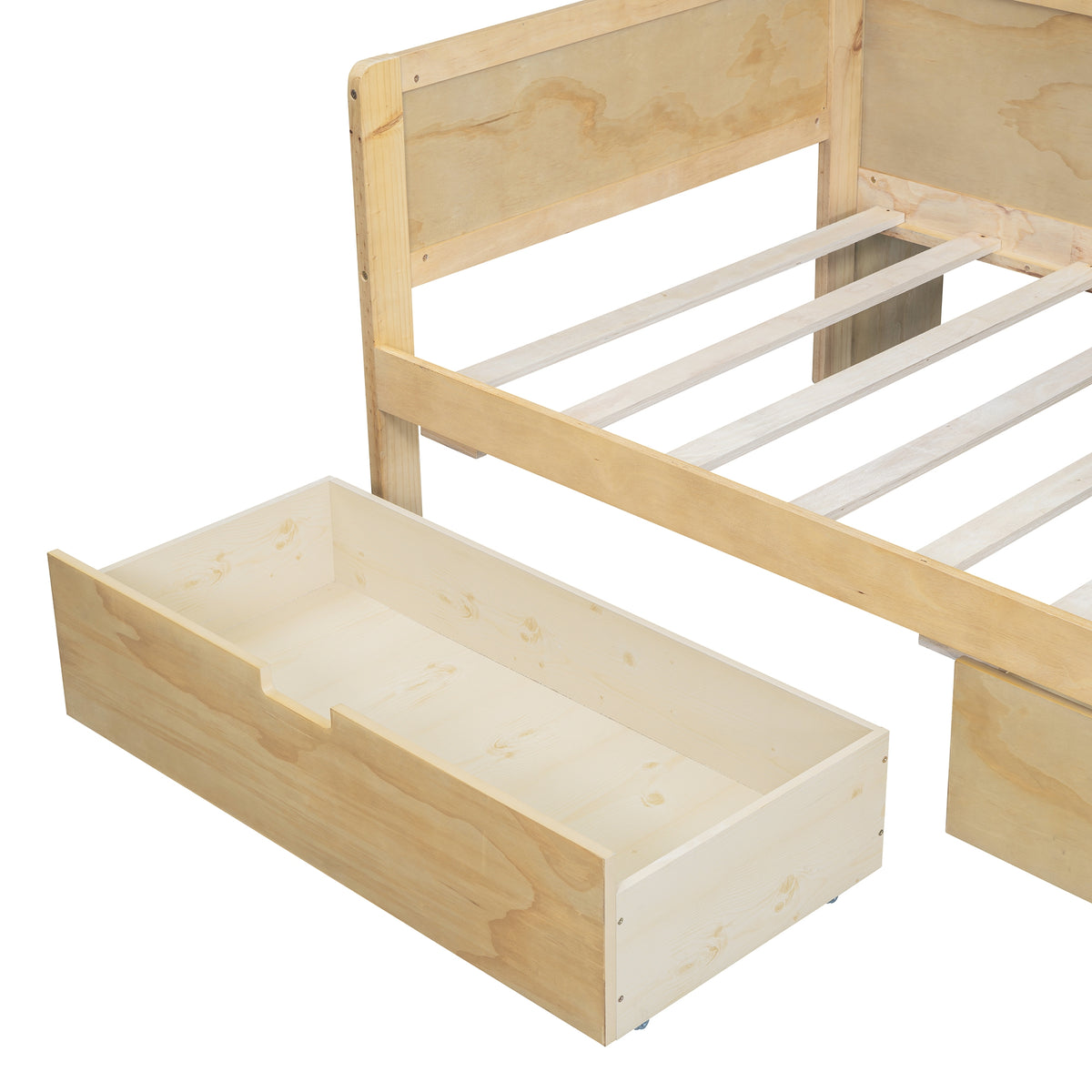 variant-group:rf-n733s241484m|Roomfitters Wooden Twin Size Daybed with Storage Shelves, Multi-functional Bed with Two Storage Compartments and Study Desk, Natural