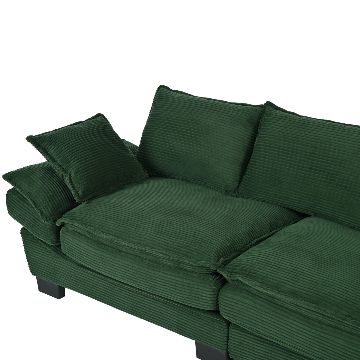 variant-group:rf-n711p192059c|Roomfitters 85.4" Modern Curved Sofa, Back Upholstered Couch with 2 Decorative Throw Pillows, Corduroy Fabric Couch for Living Room, Bedroom, Apartment, Dark Green