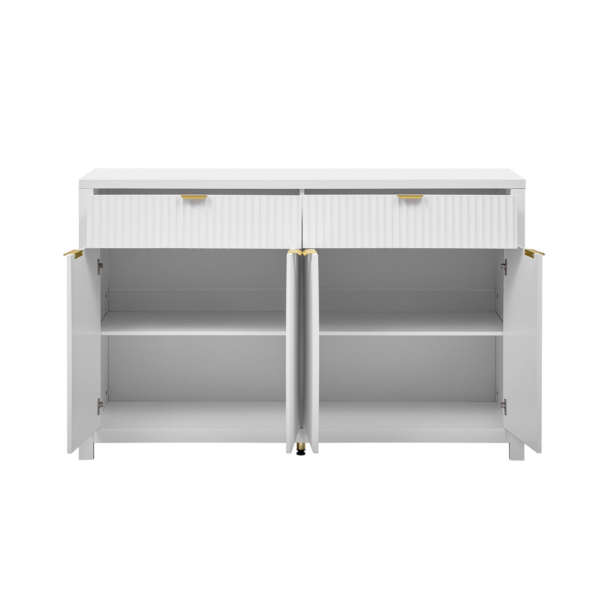 variant-group:rf-n711p269068k|Roomfitters Modern Sideboard Cabinet, Wave Pattern Storage Buffet with Adjustable Shelves, Accent Console, White