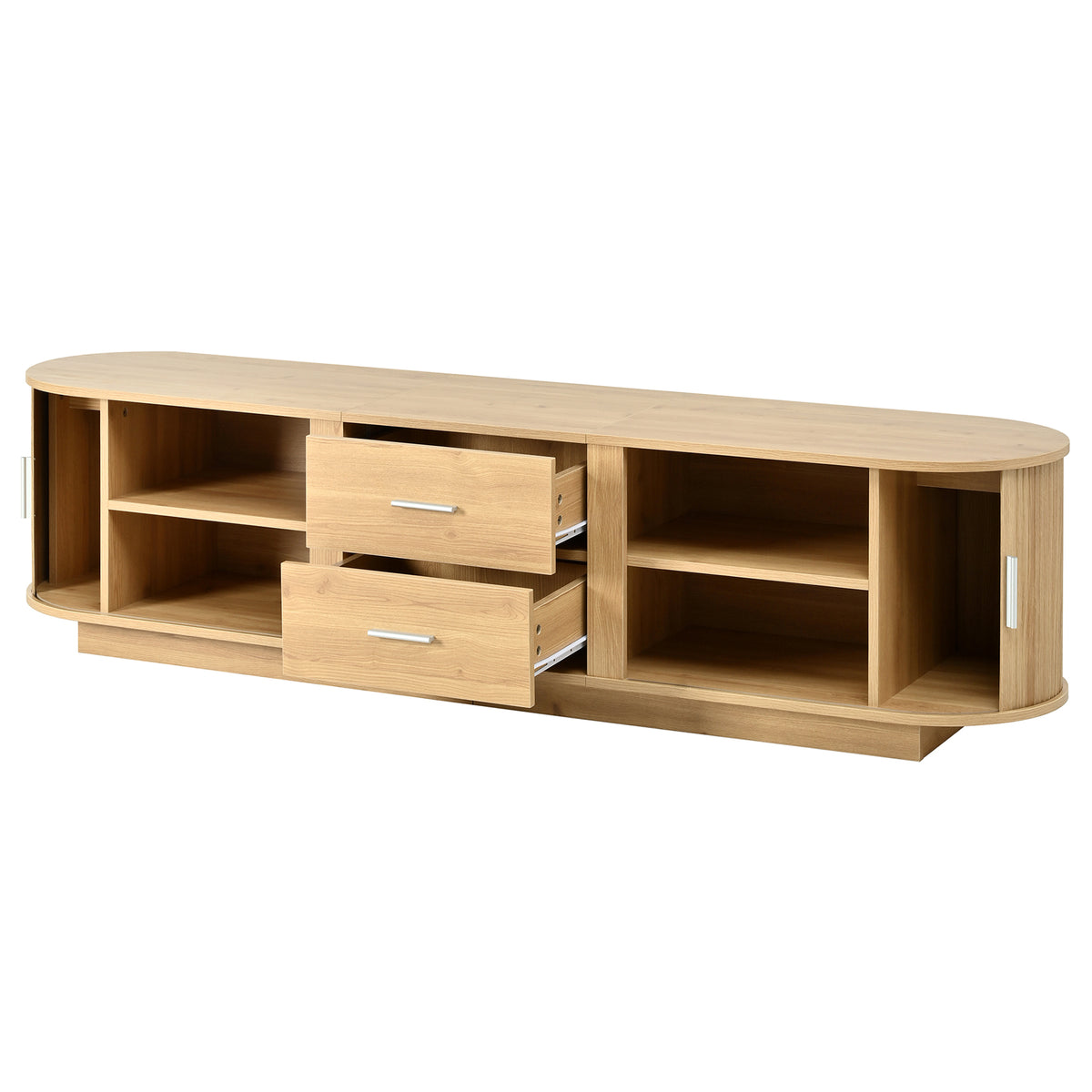 variant-group:rf-n724p420639w|Roomfitters Modern Entertainment Center Console Table with 2 Central Drawers, Acacia Wood