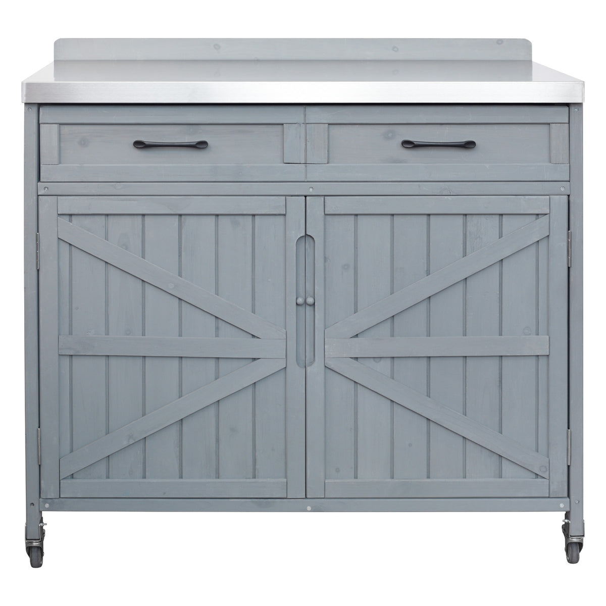 variant-group:rf-n707p370273g|Roomfitters 39.4" Grill Cart, Outdoor Kitchen Island with Stainless Steel Top, BBQ Prep Station with Storage Cabinet, Grey+Blue