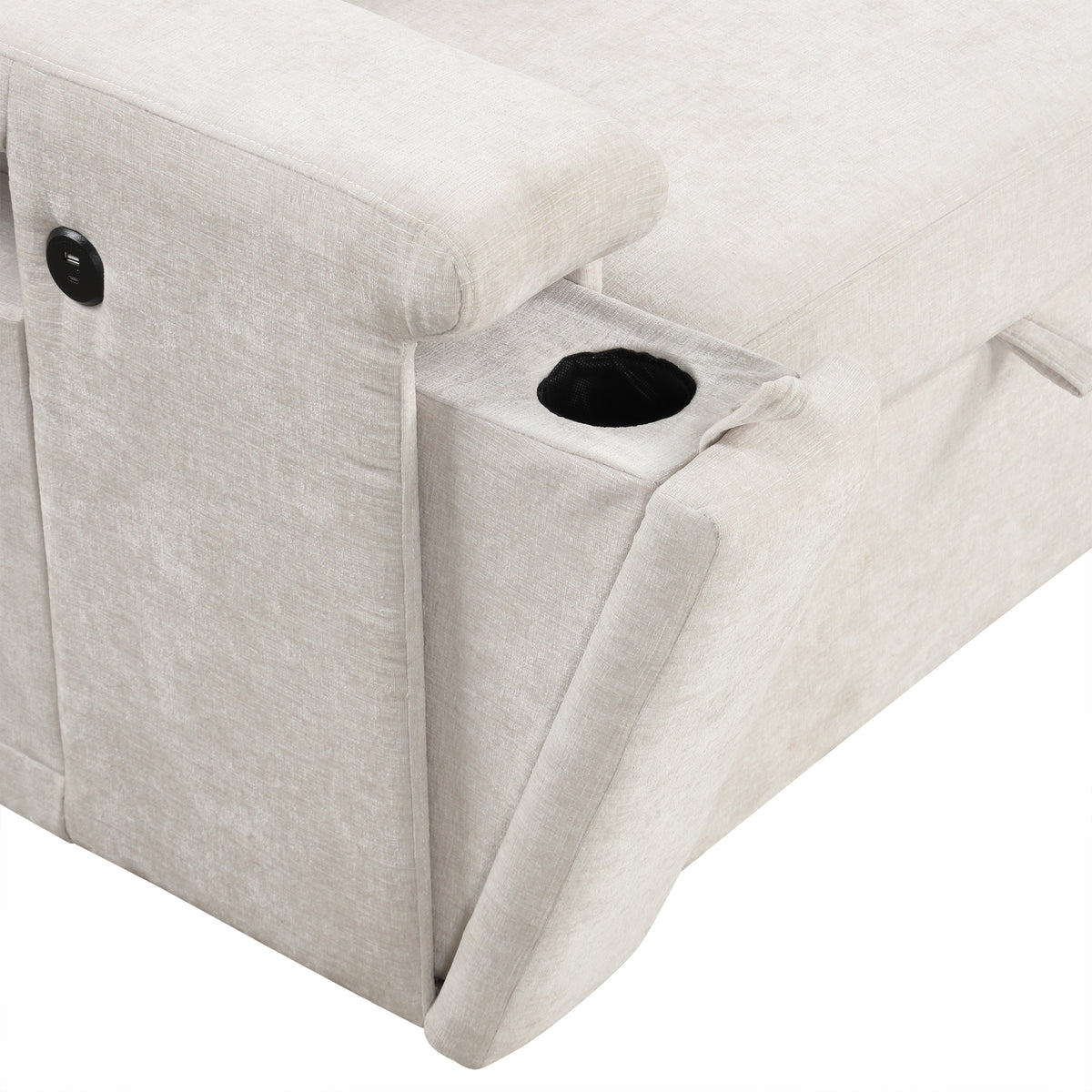 variant-group:rf-n711wy000390aaa|Roomfitters L-Shaped Padded Modular Sofa with Storage Space, USB Ports, and Cup Holders on the Armrests, Suitable for Living Rooms, Offices, and Apartments, Beige