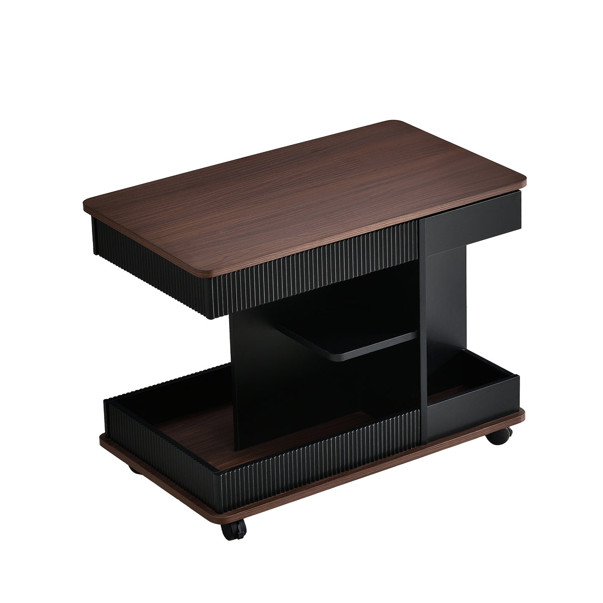 variant-group:rf-n724p292505b|Roomfitters Adjustable Sofa Side Table with Lift-Top, Rotating Surface and Storage on Wheels for Small Spaces, Black