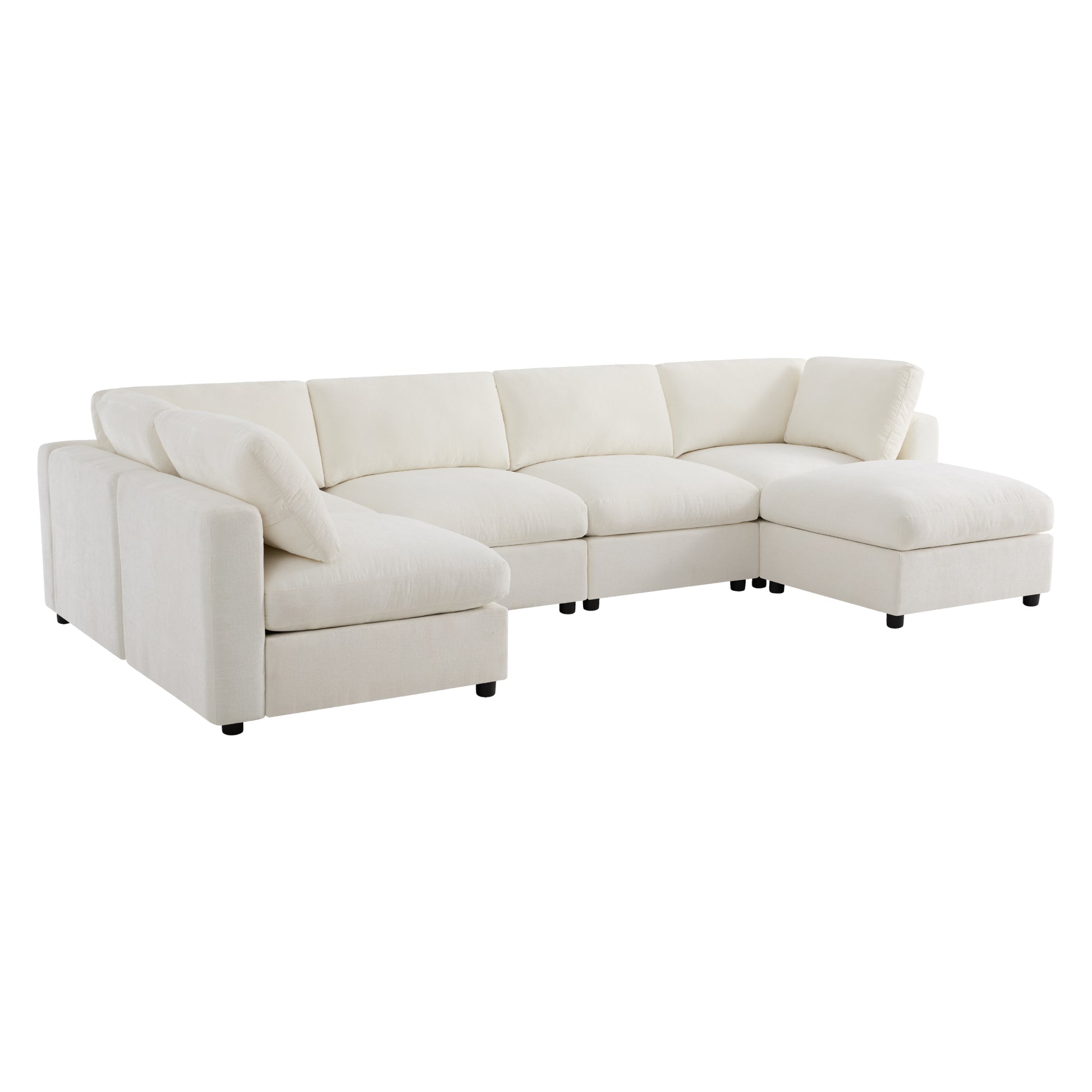 variant-group:rf-n723s9792a|Roomfitters 129 Inch Oversized U-Shaped Modular Sectional Sofa, Large Upholstered Living Room Seating Couch Furniture, White