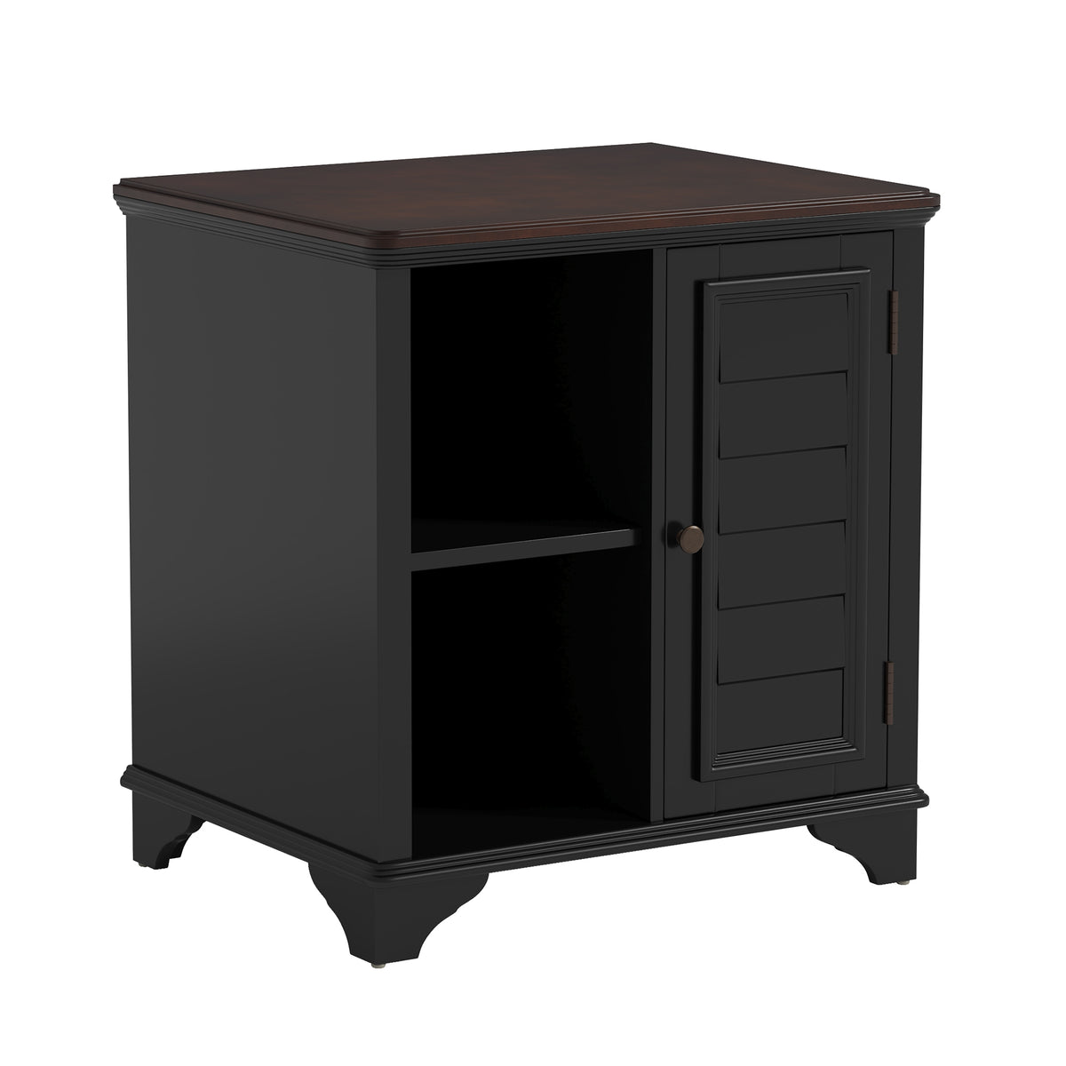 variant-group:rf-n724p401353b|Roomfitters American Style Louvered Side End Table with 2 Grass Storage Baskets, Black
