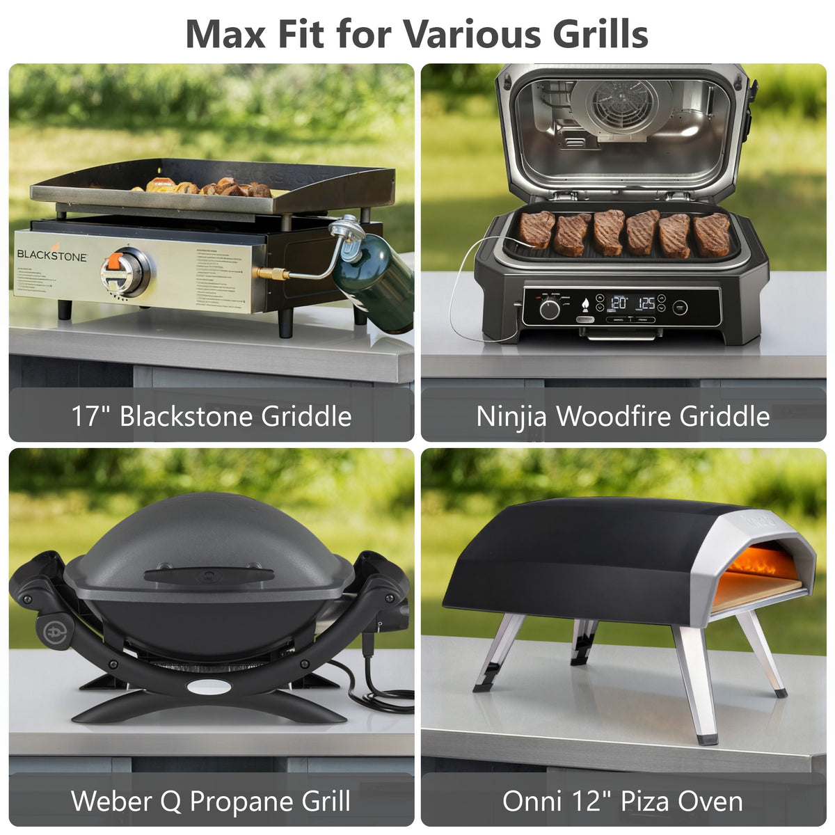 variant-group:rf-n707p370276g|Roomfitters 78.3" Outdoor Kitchen Island with Foldable Grill Table, Stainless Steel Top & Tilt Trash Can Storage, Grey Blue