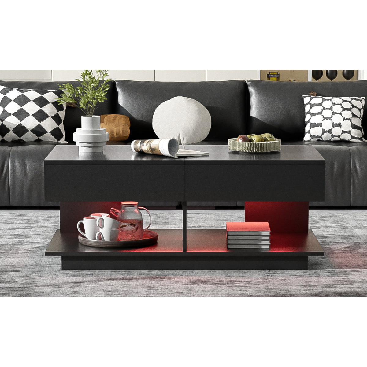 variant-group:rf-n724p290061b|Roomfitters Extendable Coffee Table with Hidden Storage and Compartments, Adjustable Multifunctional Center Table, Black