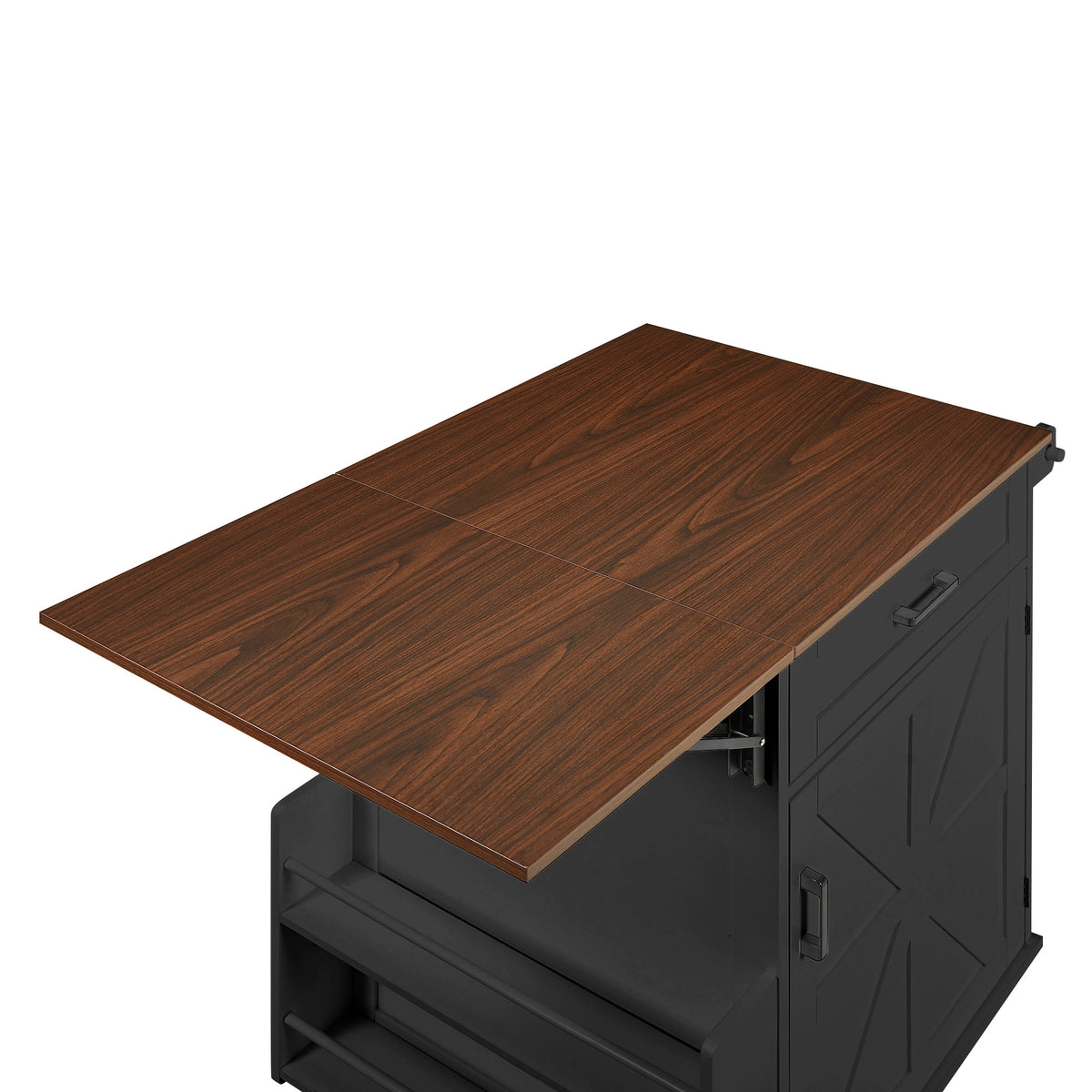 variant-group:rf-n707p404539b|Roomfitters 39.3" Kitchen Island with Drop Leaf, Rolling Kitchen Cart with Storage Drawer and Spice Rack, Modern Style, Black