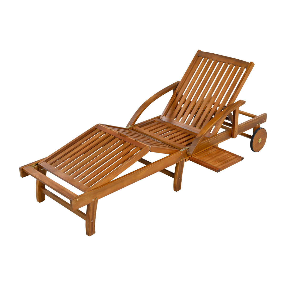 variant-group:rf-n711p415859e|Roomfitters Contemporary Slate Grey Acacia Wood Outdoor Chaise Lounge Chair, Poolside Recliner, Retractable Tray