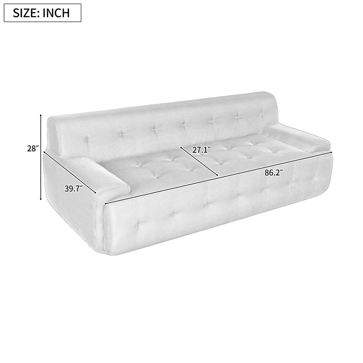 variant-group:rf-n711p206619c|Roomfitters 86.2" Modern Tufted Upholstered Sofa, 3-Seater Compression Couch for Living Room, Green