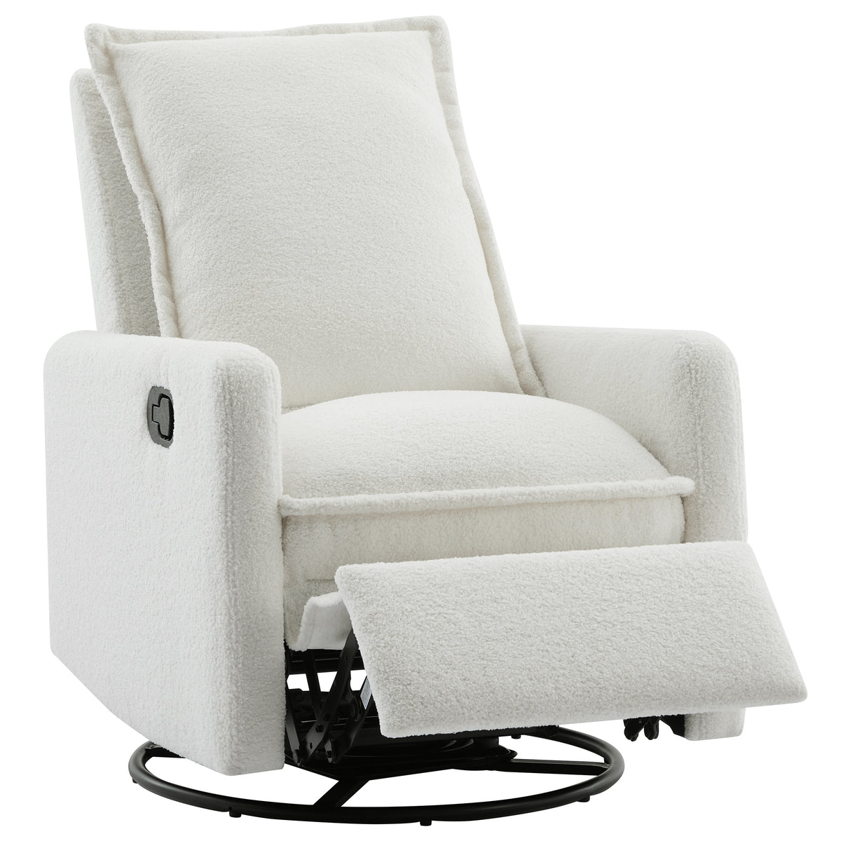 variant-group:rf-n701p348238k|Roomfitters Swivel Rocker Recliner Chair, Glider Rocking Armchair, Teddy Fleece Nursery Reclining Lounge Accent Chair, White