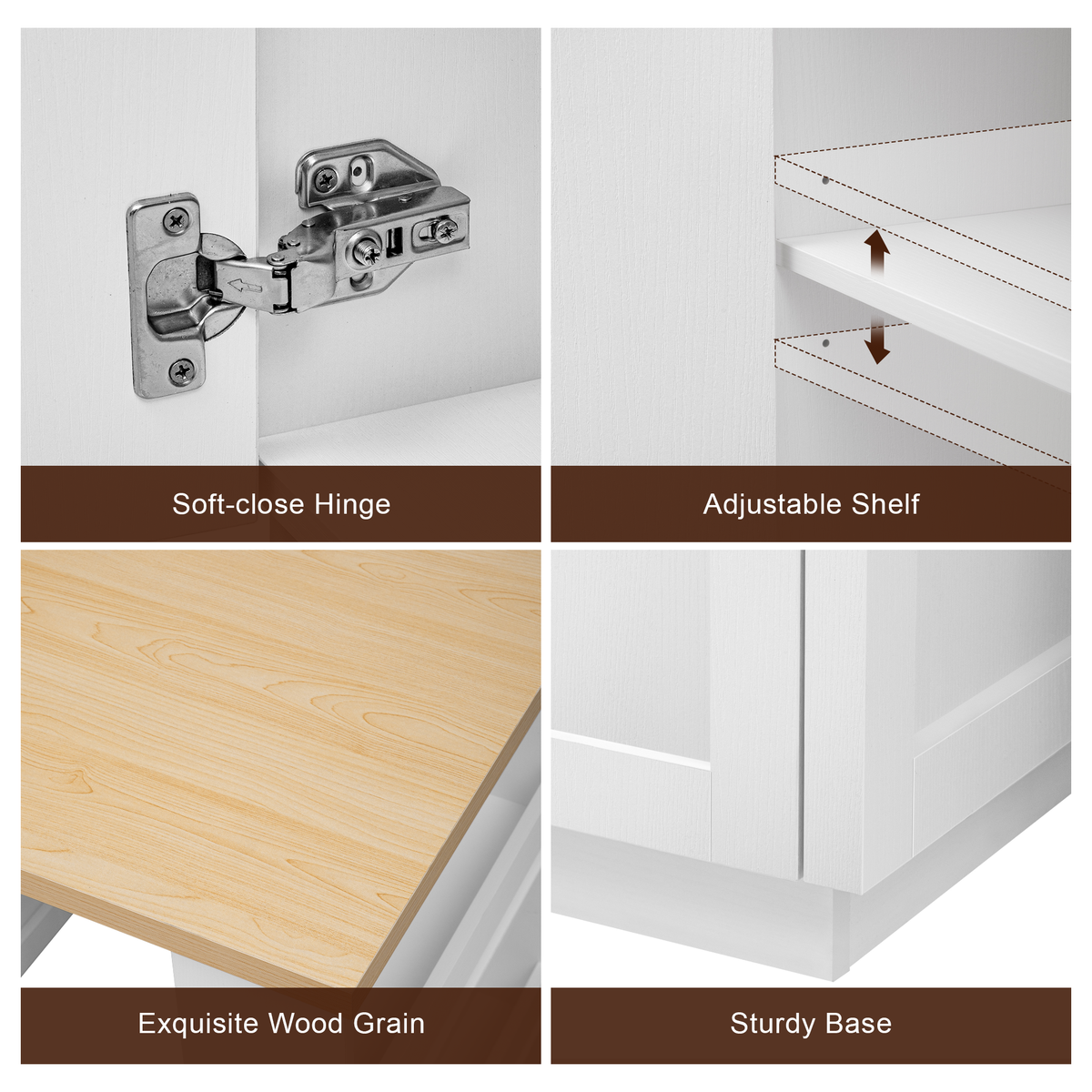 variant-group:rf-n707s000010w|Roomfitters 82.7" Kitchen Island with Extendable Table, Two-Tone Design, Double Storage, Power Outlet, White
