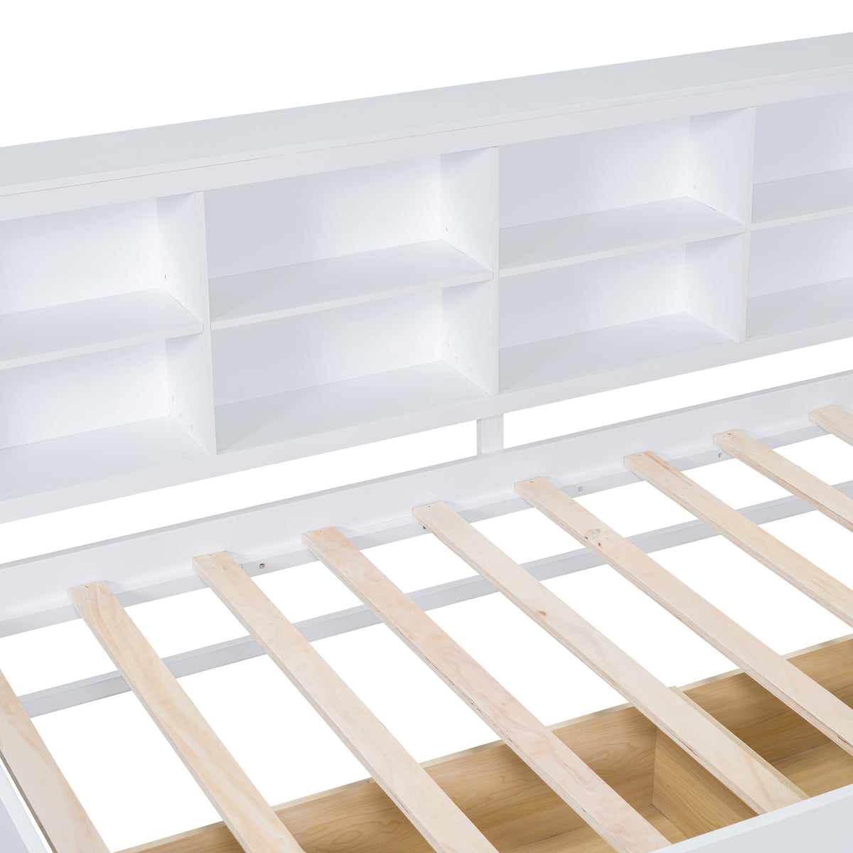variant-group:rf-n733s347768k|Roomfitters Wooden Twin Daybed with Underbed Storage, Built-In Shelf & USB Charging Ports, White