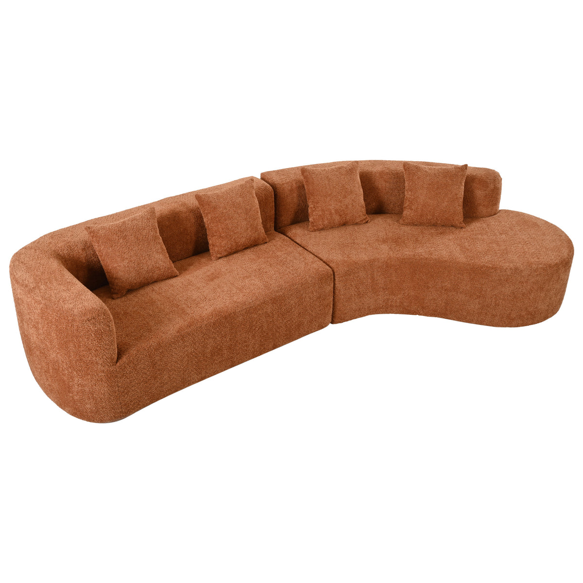 variant-group:rf-n711wy000456aao|Roomfitters 132" Sectional Sofa, Modern Curved Design L-Shaped Modular Couch for Living Room Furniture, Orange