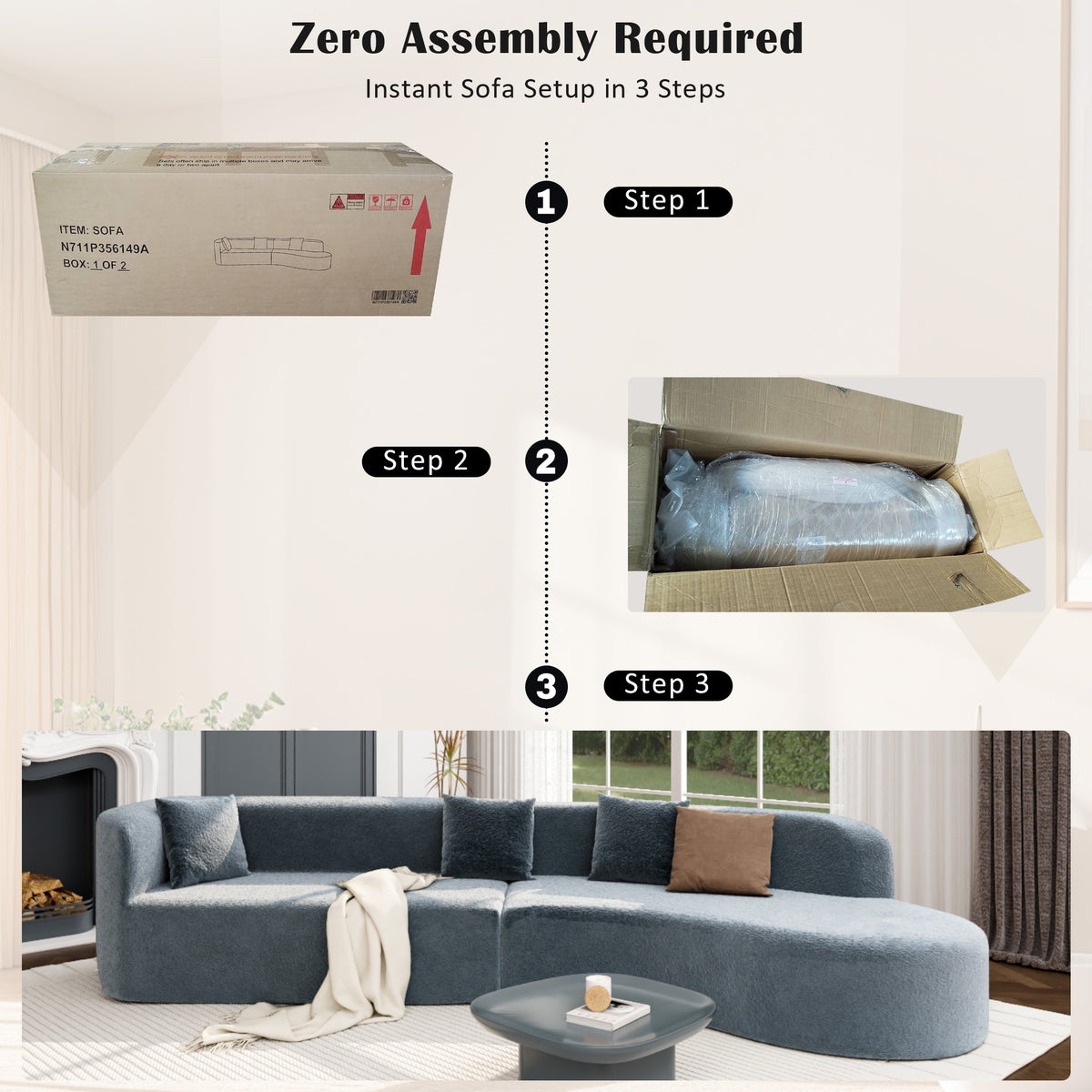 variant-group:rf-n711wy000456aae|Roomfitters 132" Sectional Sofa, Modern Curved Design L-Shaped Modular Couch for Living Room Furniture, Dark Blue