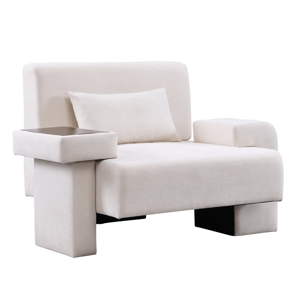 variant-group:rf-n724sj000130aaa|Roomfitters Oversized Mid-Century Armchair 48” Wide with Soft Cushion and Wood Frame, Lounge Reading Chair, Beige