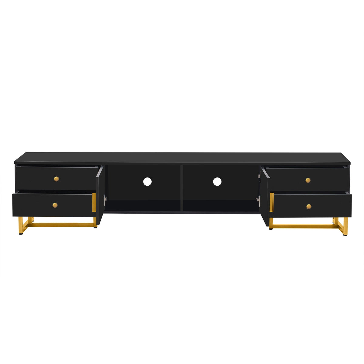 Roomfitters Modern TV Stand for 65 Inch TV and Above, Entertainment Console Cabinet with Storage Compartments, Black Roomfitters