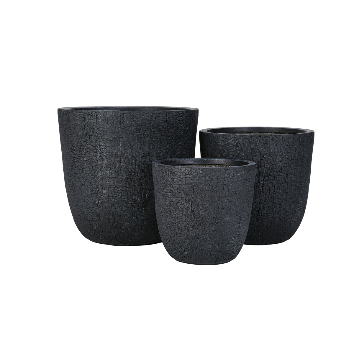 variant-group:rf-n711p406660b|Roomfitters Lightweight MGO Planter Set of 3, Round Weather Resistant Outdoor Indoor Flower Pots for Garden Patio, Black