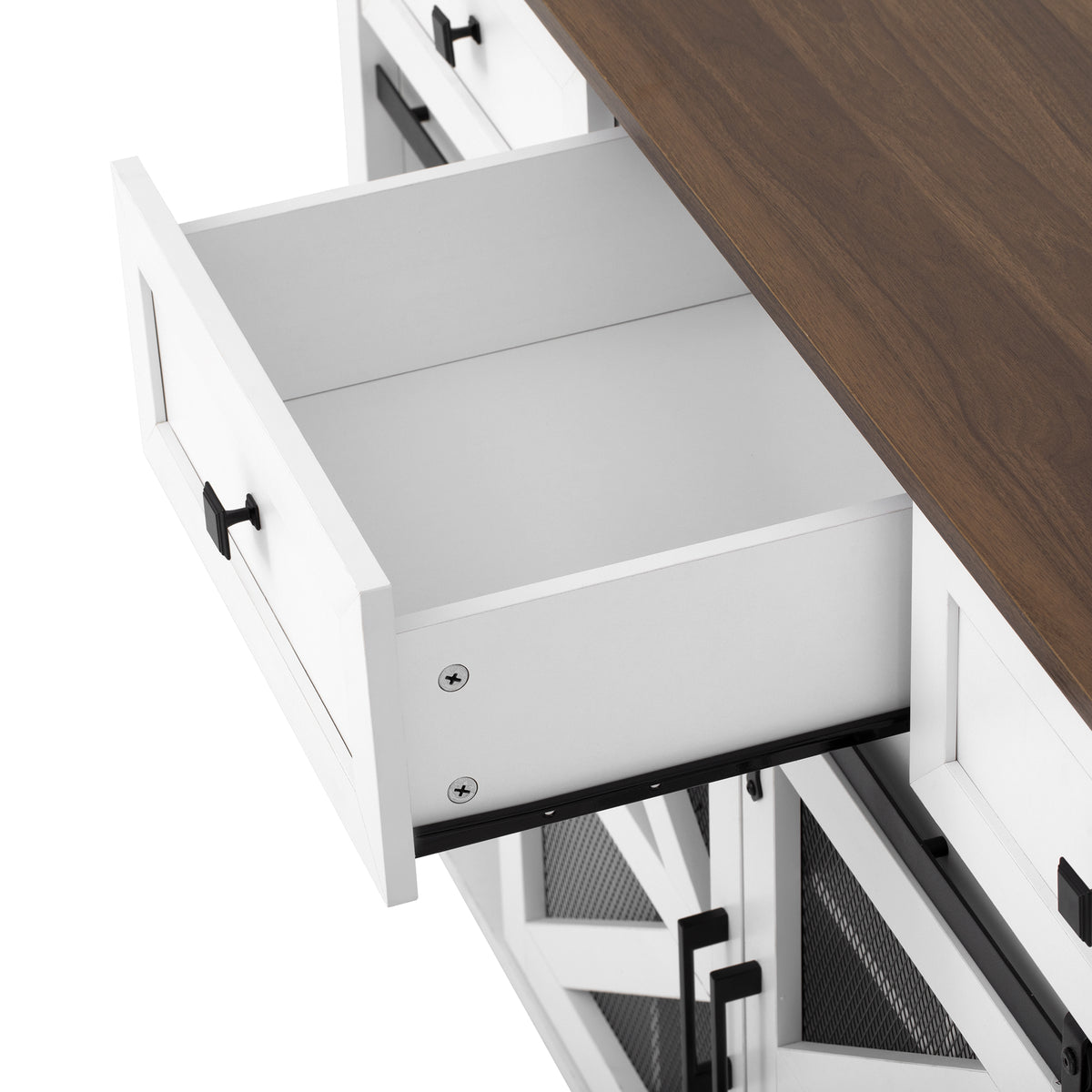 variant-group:rf-n711p347384k|Roomfitters 55" Sideboard Buffet Cabinet with 3 Drawers and Sliding Barn Doors, Farmhouse Storage for Kitchen & Dining, White