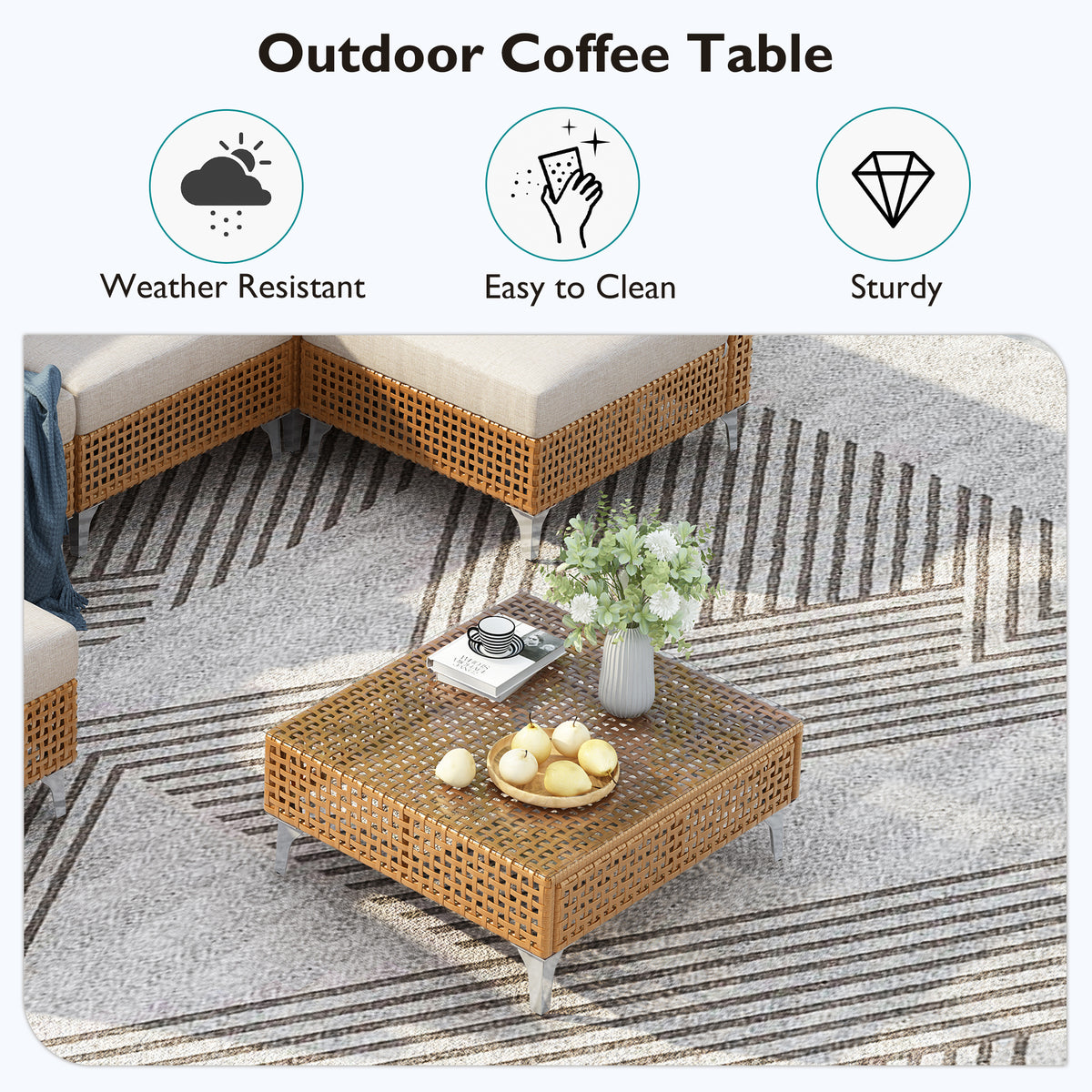 variant-group:rf-n707s000011z|Roomfitters 7-Piece Wicker Patio Furniture Set, Outdoor Sectional Sofa with Water-Resistant Cushions, Table, Natural