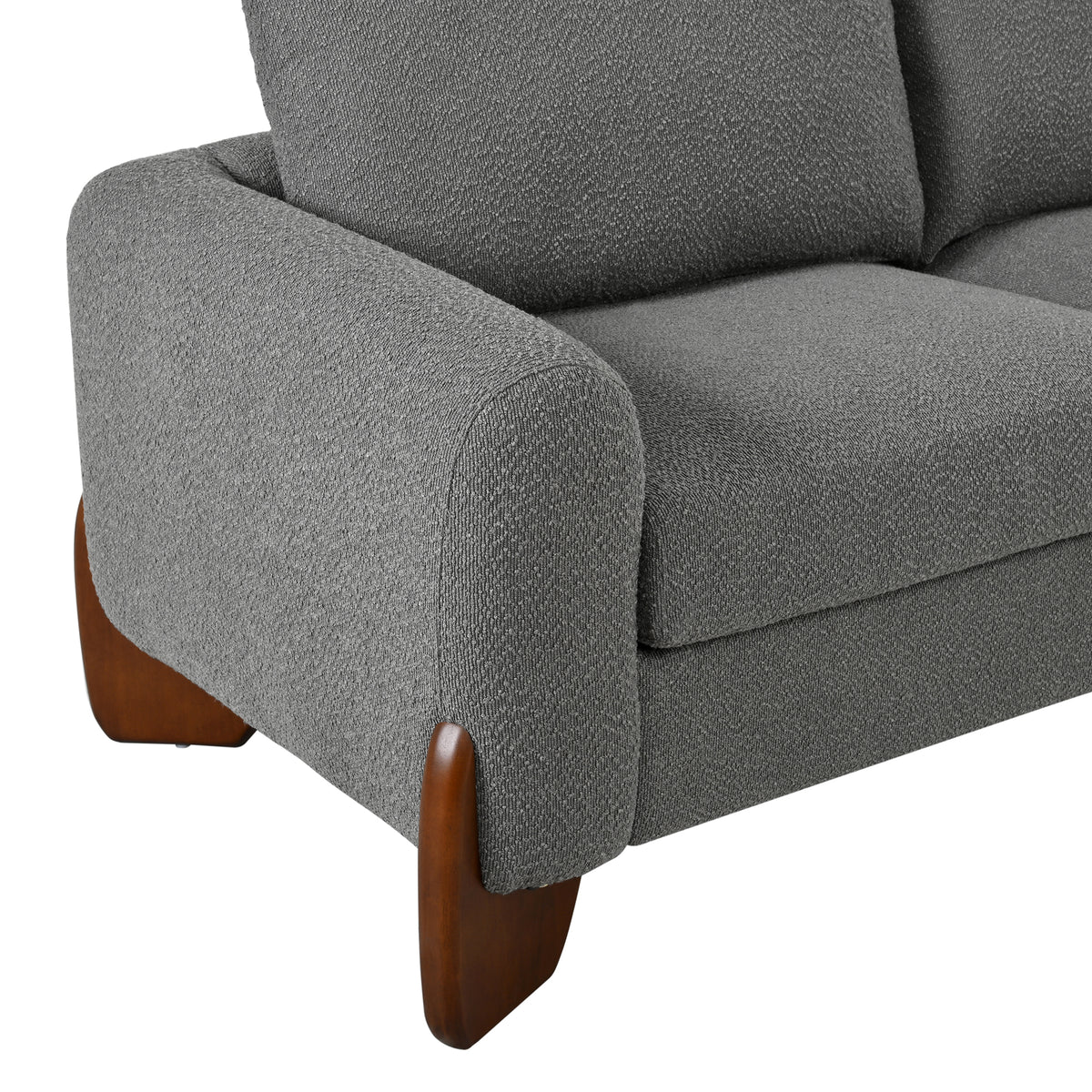 variant-group:rf-n711wy000479aae|Roomfitters Modern 3-Piece Living Room Sofa Set, Bouclé Fabric Loveseat and 2 Armchairs Pack, Grey Pinewood Lounge