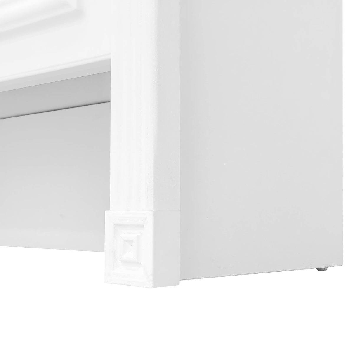 Roomfitters Hall Tree with Shoe Cabinet and Mirrored Door, 4 Hooks and Bench Storage Organizer, White Roomfitters