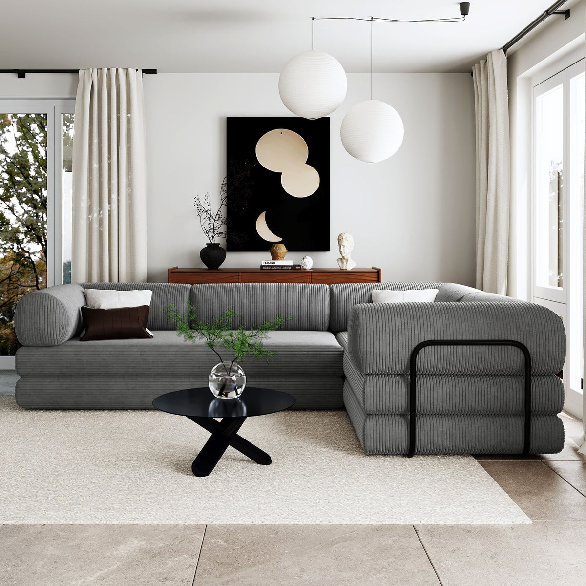 variant-group:rf-n711wy000448aae|Roomfitters L-Shaped Modular Sectional Sofa in Corduroy Fabric, Modern Couch for Living Room and Apartment, Gray