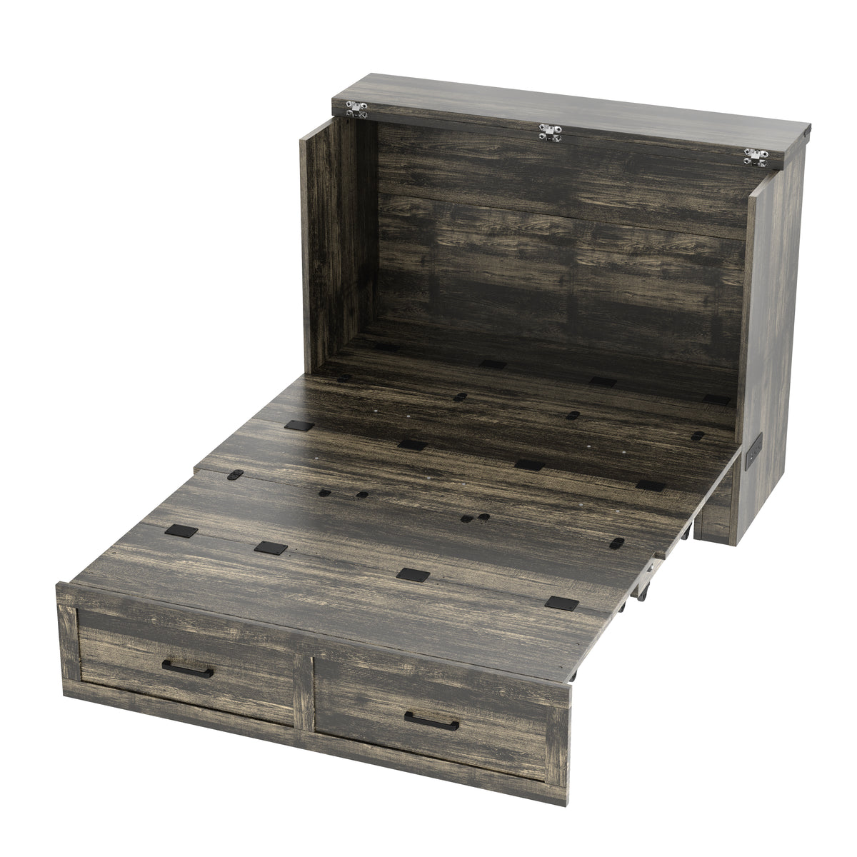 variant-group:rf-n733s293995g|Roomfitters Full Size Murphy Bed Cabinet with Charging Station, Foldable Platform Bed with Storage Drawer, Rustic Gray