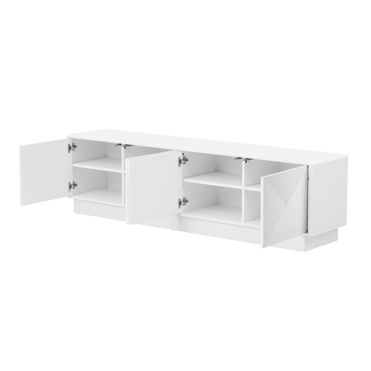 variant-group:rf-n724p426846k|Roomfitters Stylish 4-Door Wave Design TV Console with 16-Color USB LED Light, White