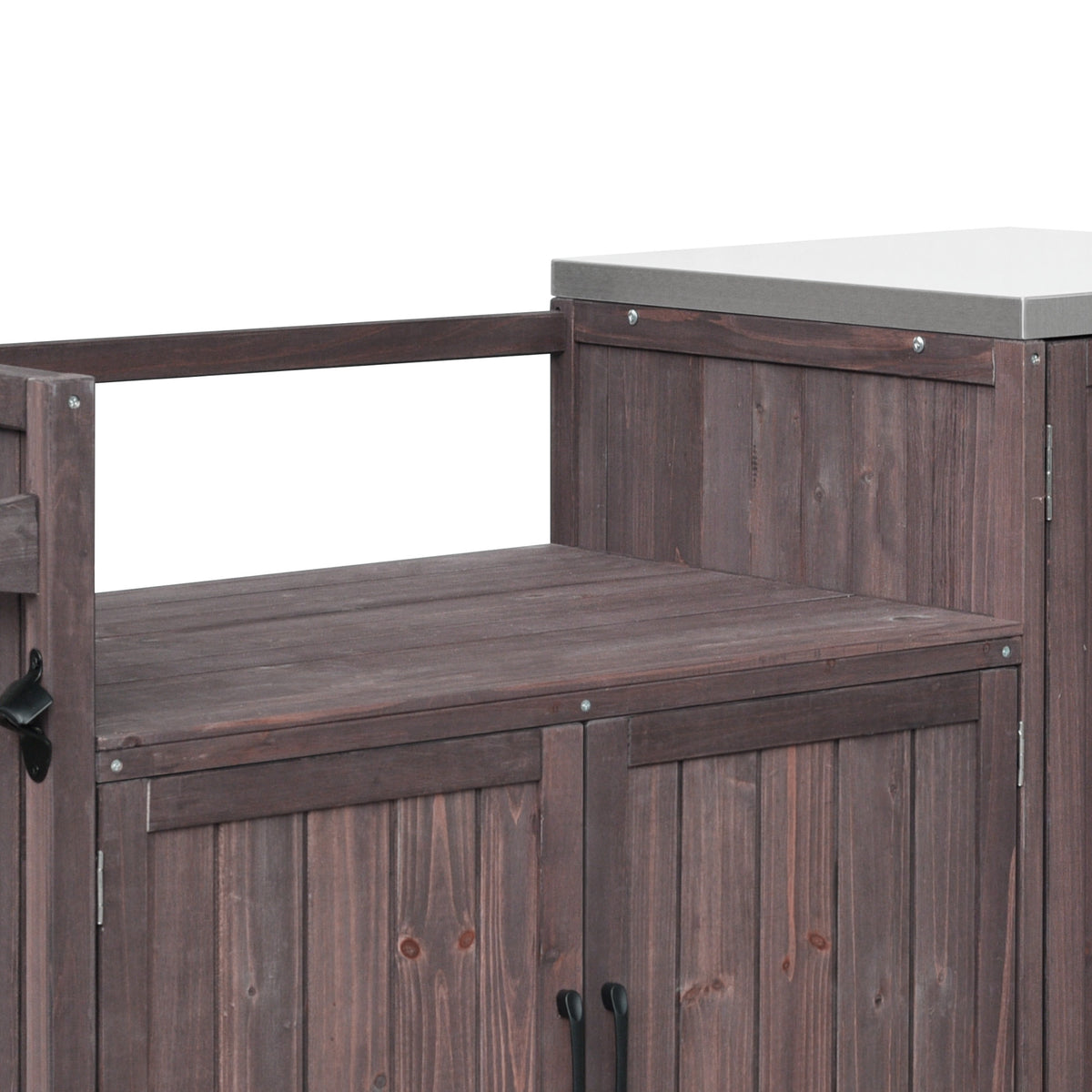 variant-group:rf-n707p392140z|Roomfitters 80.5" Extra Large Grill Cart, Outdoor Kitchen Prep Station with Stainless Steel Top & Kamado Grill Stand, Dark Brown