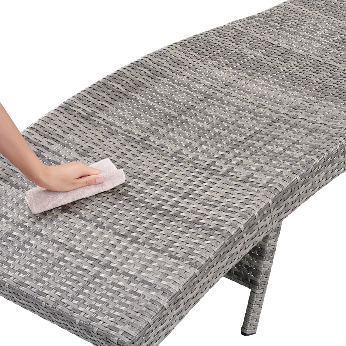 variant-group:rf-n707p395515e|Roomfitters 80"W Patio Chaise Lounge Chairs Set of 2 with Wheels, Folding Table, Adjustable Rattan Loungers, Grey