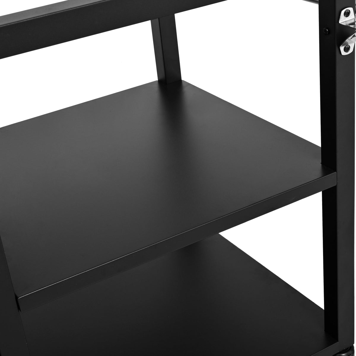 Roomfitters 76.6" Grill Cart with Stainless Steel Top and Kamado Nest, Folding Drop Leaf Prep Station, Mobile Cabinet, Black