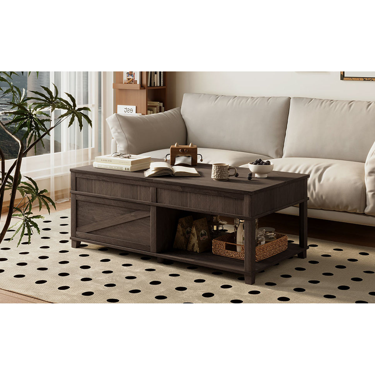 variant-group:rf-n724p401355d|Roomfitters Lift-Top Coffee Table with Hidden Storage and Open Lower Shelf, Antique Brown