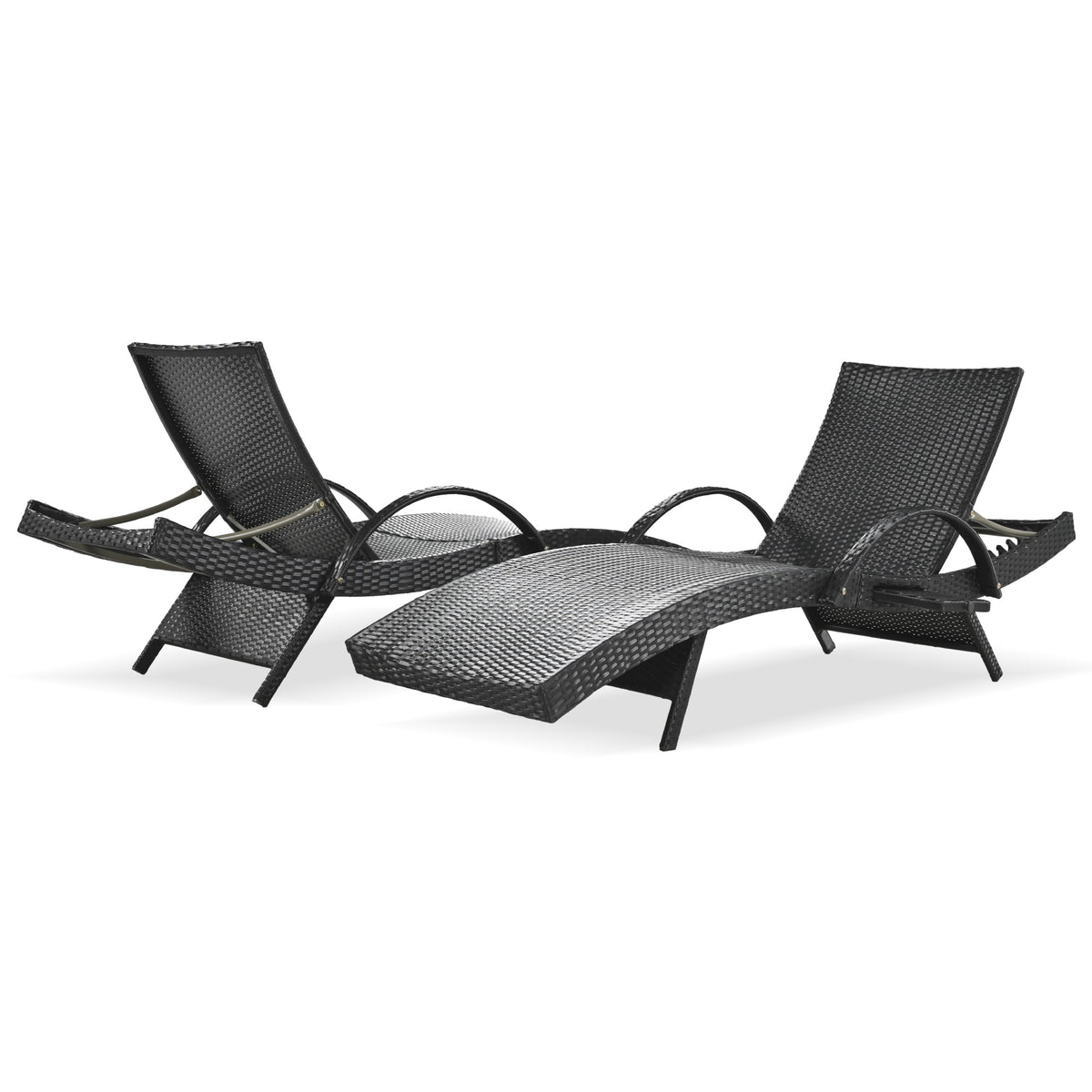 variant-group:rf-n707wf321204aab|Roomfitters 80" Outdoor Wicker Chaise Lounge Chairs, Set of 2, Reclining Patio Chairs with Pull-Out Table, Black
