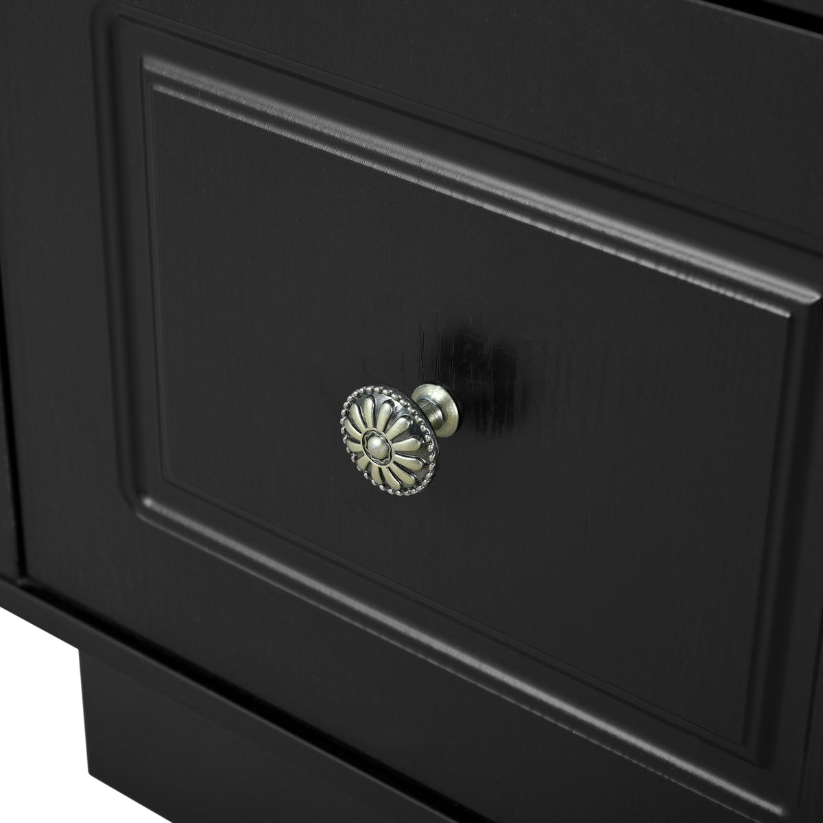 variant-group:rf-n711wy000493aab|Roomfitters Black and Natural Wood MDF Extendable Bar Cabinet, Rolling Kitchen Island Table, Wine Rack Storage