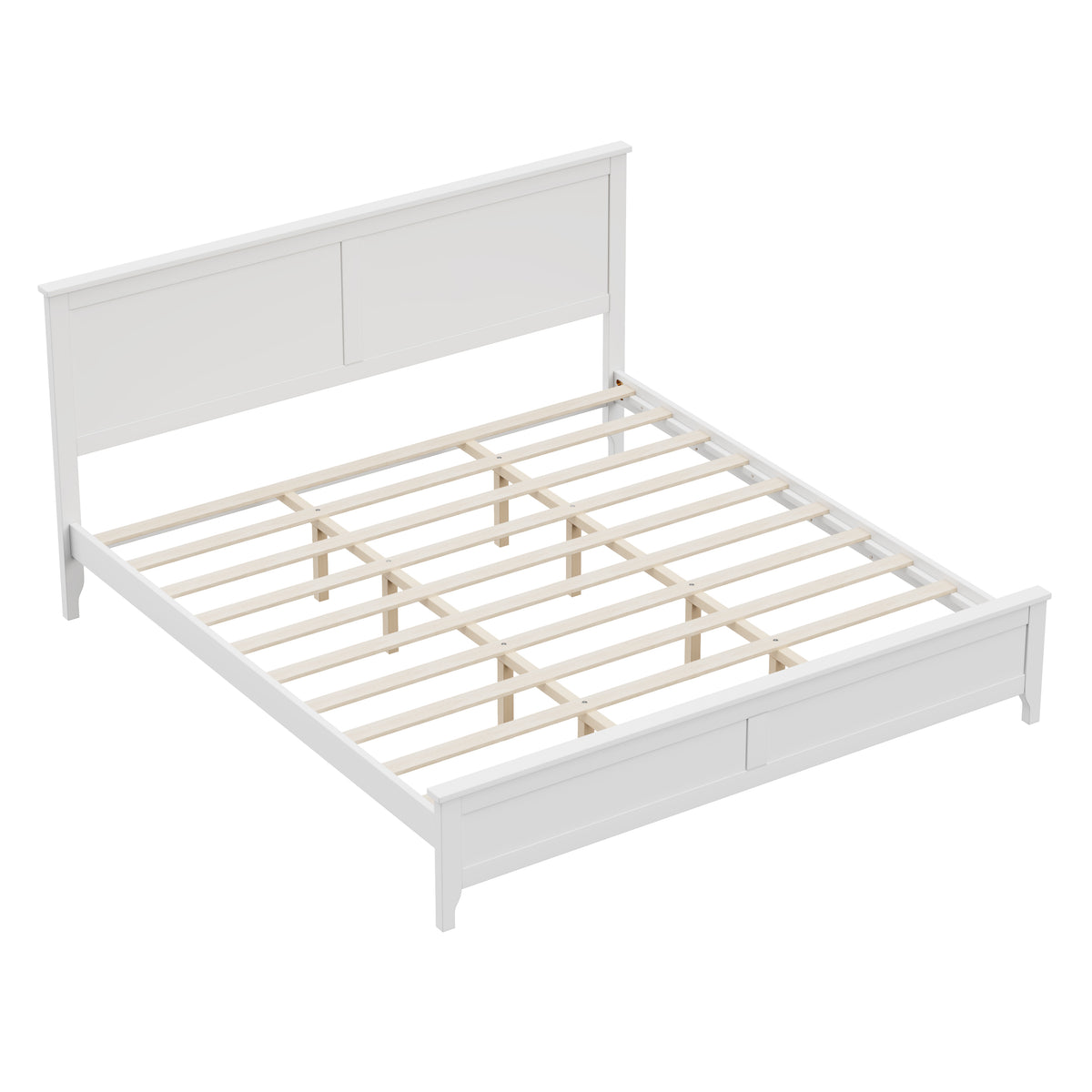 variant-group:rf-n701bs701p414277k|Roomfitters King Size Bed Frame with Paneled Headboard and Footboard, Traditional Wooden Platform Bed Frame, White